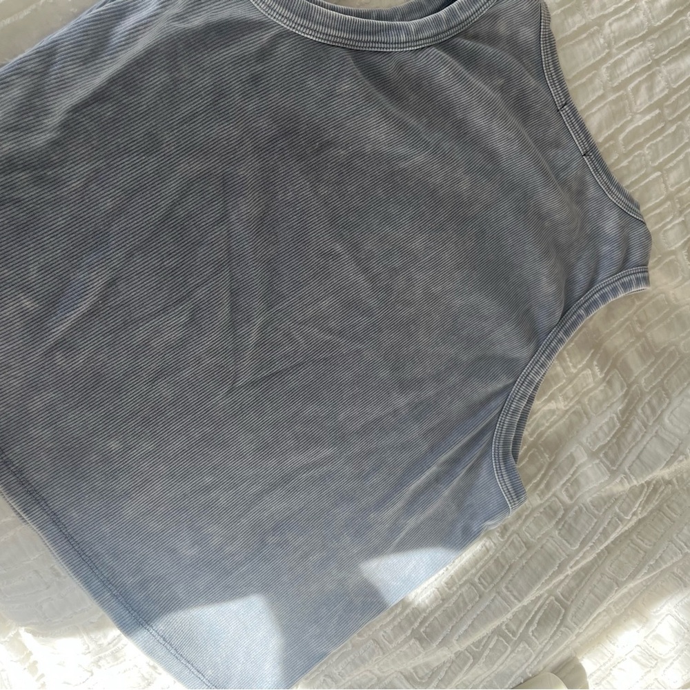 Light Blue Ribbed Tank Top - Picture 5 of 6